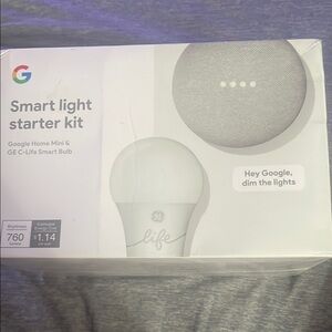 Google Home Mini with GE Smart Bulb - Blue Box